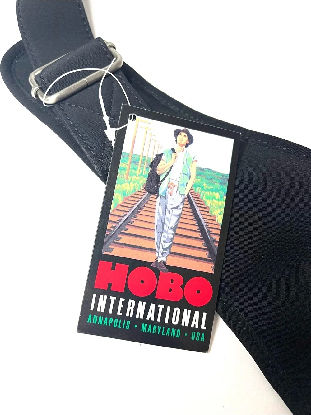 NWT Vintage Hobo International Unisex Black Nylon Crossbody Sling Body Bag